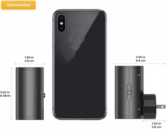 Ynkkvre -Nachtlampje Stopcontact - 2 stuks LED-nachtlampjes met stekker - Nachtlampjes met stekker, schemersensor - 5-300 lm, instelbare helderheid - 2700K - Dimbare nachtlampjes voor keuken, hal, slaapkamer en trap - Zwart van Ynkkvre — afbeelding 2