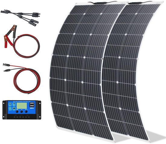 200W Flexibel Zonnepaneel Set met 20A Zonnecontroller voor 12V Accu