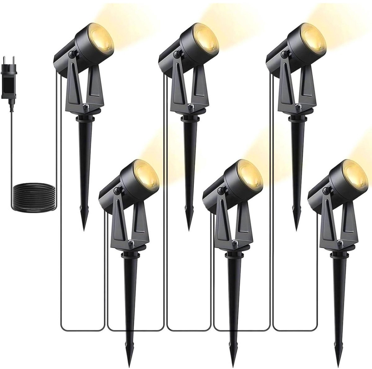 GELLDG 6-delige LED-tuinverlichting - Tuinspots - Warm wit licht - Waterdichte tuinverlichting - Buitenspots - Geschikt voor buiten, terrassen en opritten