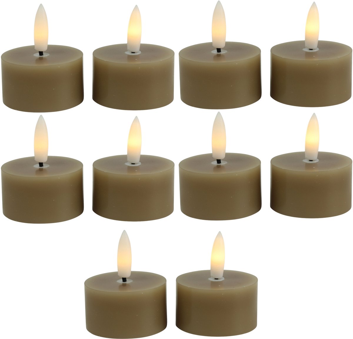 Countryfield LED theelichtjes/waxinelichtjes - 10x st - beige - D4 x H5,2 cm - met timer
