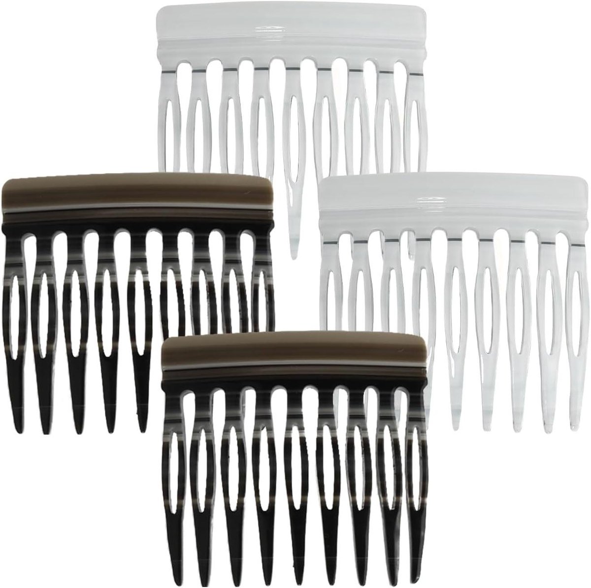 4-delige Mini Haarspeld Set van Celluloseacetaat in Zwart-wit Design