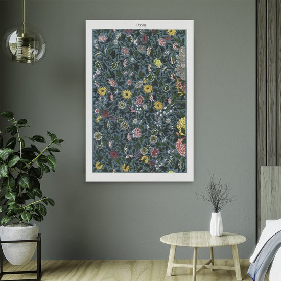 Artaza Canvas Schilderij Bloemen - 60x90 cm - Vintage Wanddecoratie - Muurdecoratie Bloemenpatroon - Japandi Schilderijen Op Canvas - Roze