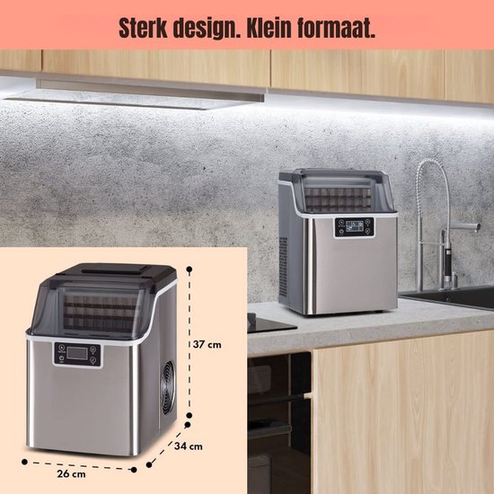 Aurixi® Ijsblokjesmachine - Mini Ijsblokjesmachine - Ijsblokmaker - Zilver - 38cm x 26cm x 36cm van Aurixi — afbeelding 2