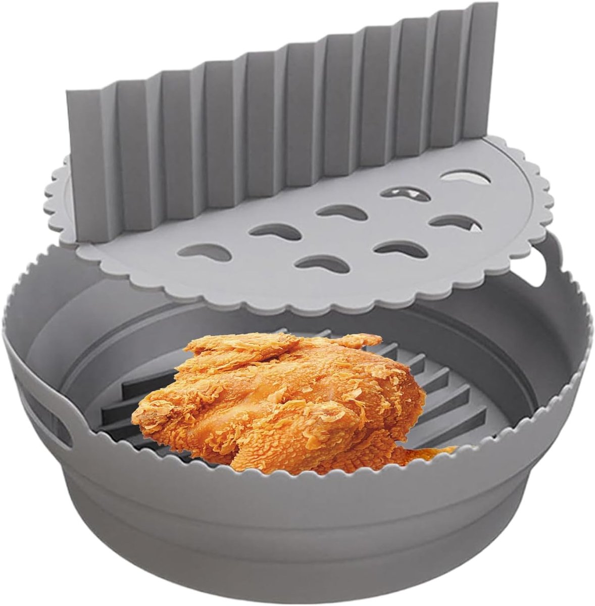 Airfryer Mand Voering - Ronde Bakvorm - Hygiënisch Koken - Herbruikbaar Siliconen - 215 cm Diameter - Grijs