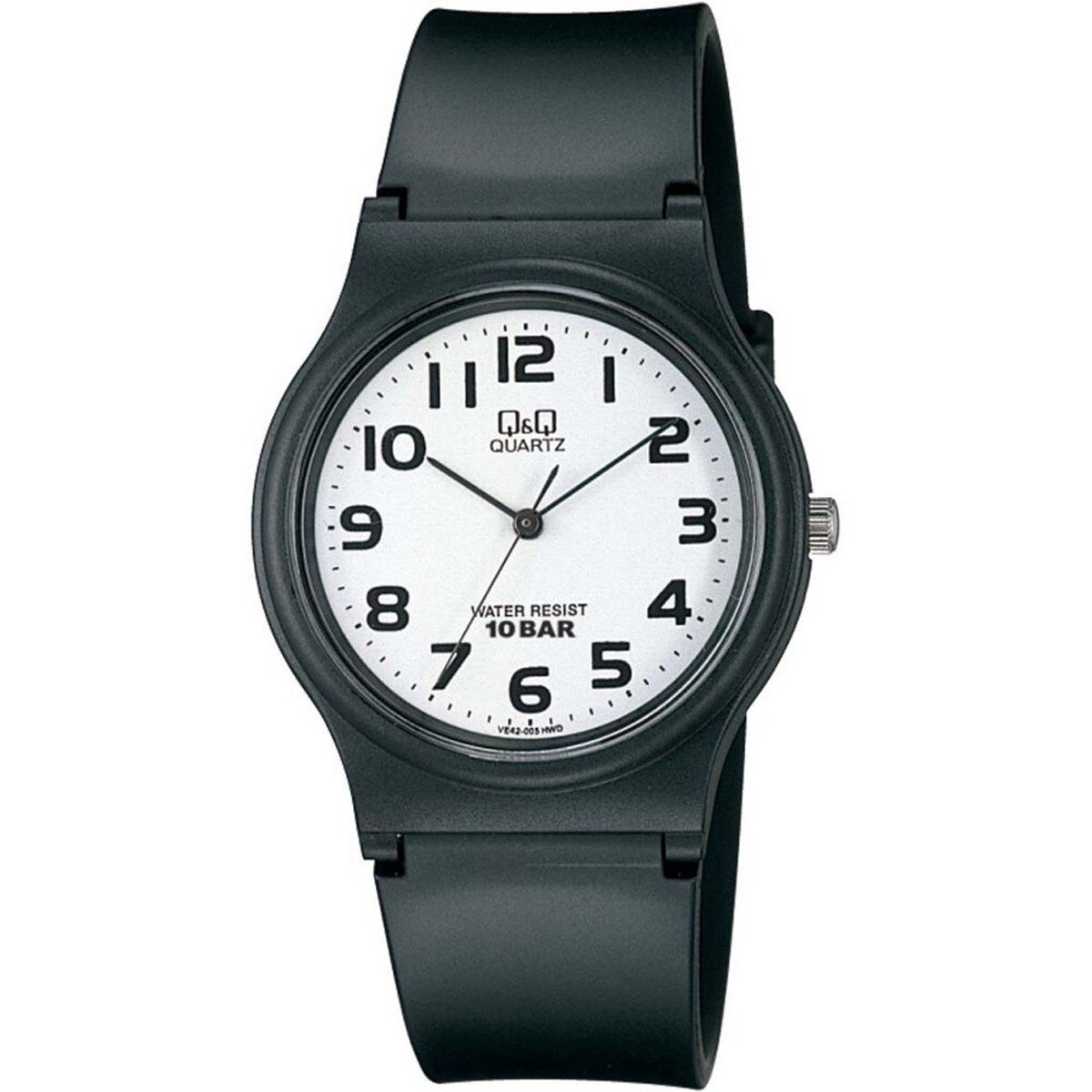 QQ VP46J005Y - Horloge - Sport - Analoog - Unisex - Plastic band - Rond - Cijfers - Kunststof - Zwart - Wit