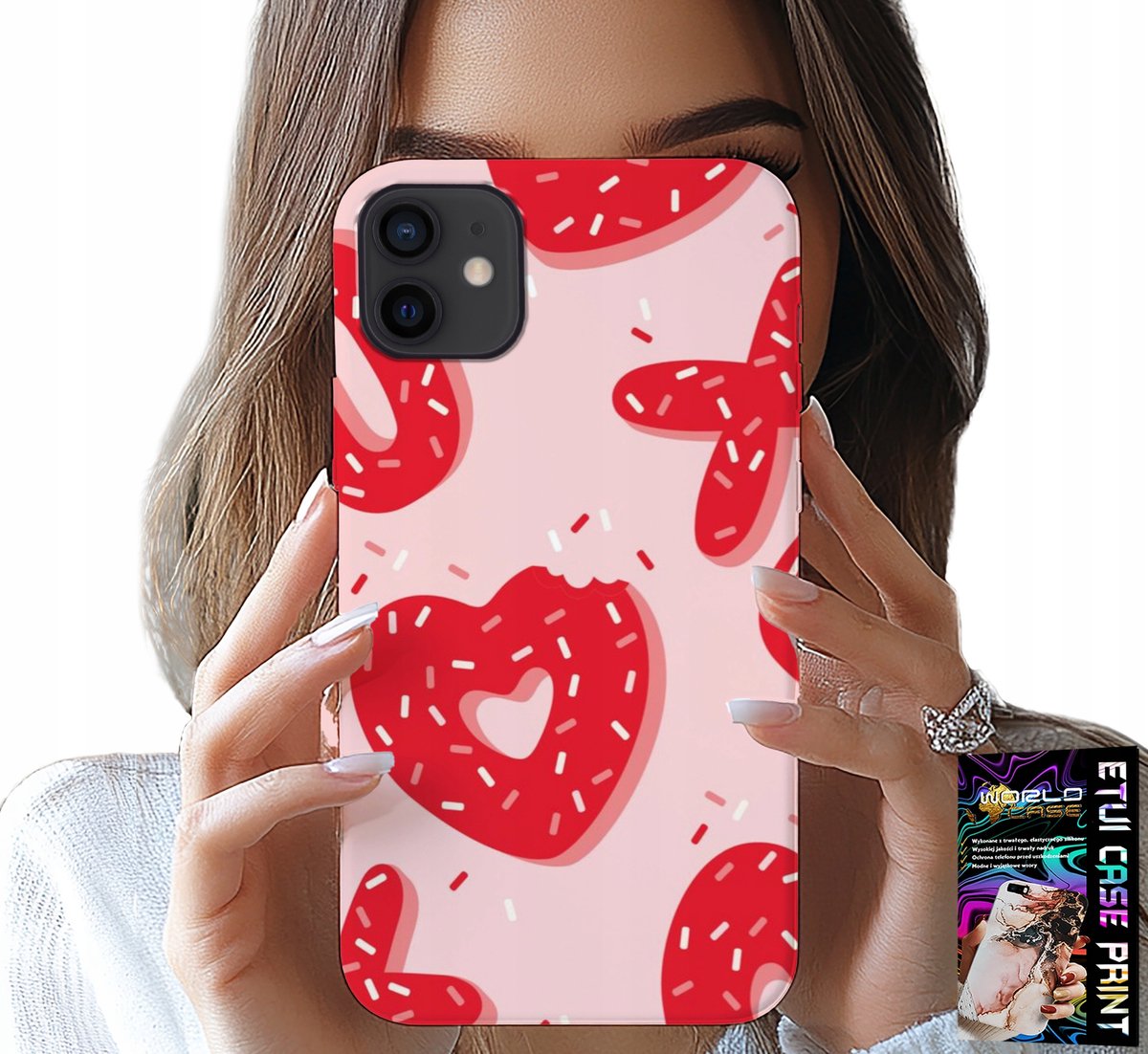 iPhone 12 hoesje - Vrouwelijke, modieuze patronen XOXO hart + glas