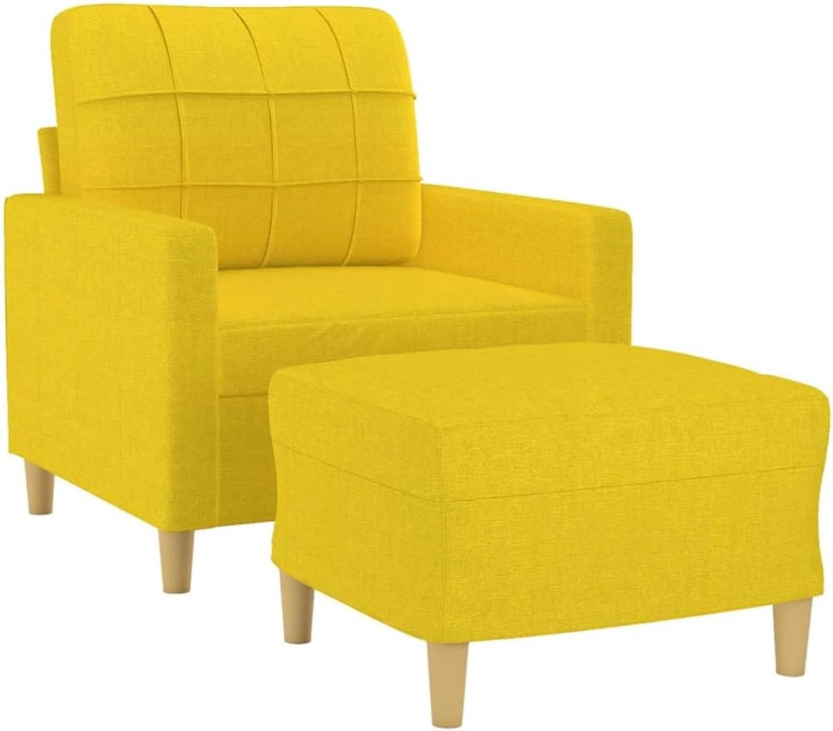 Fauteuil met voetenbank - Comfortabele stoel - Ontspannen lezen - Getufte rugleuning - 60 cm breed - Lichtgeel