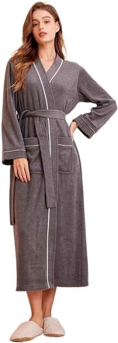 Badjas Dames - Lichtgewicht Kamerjas - Ontspanning Na Douchen - Sneldrogend Ademend Materiaal - Unisex Maten - Grijs