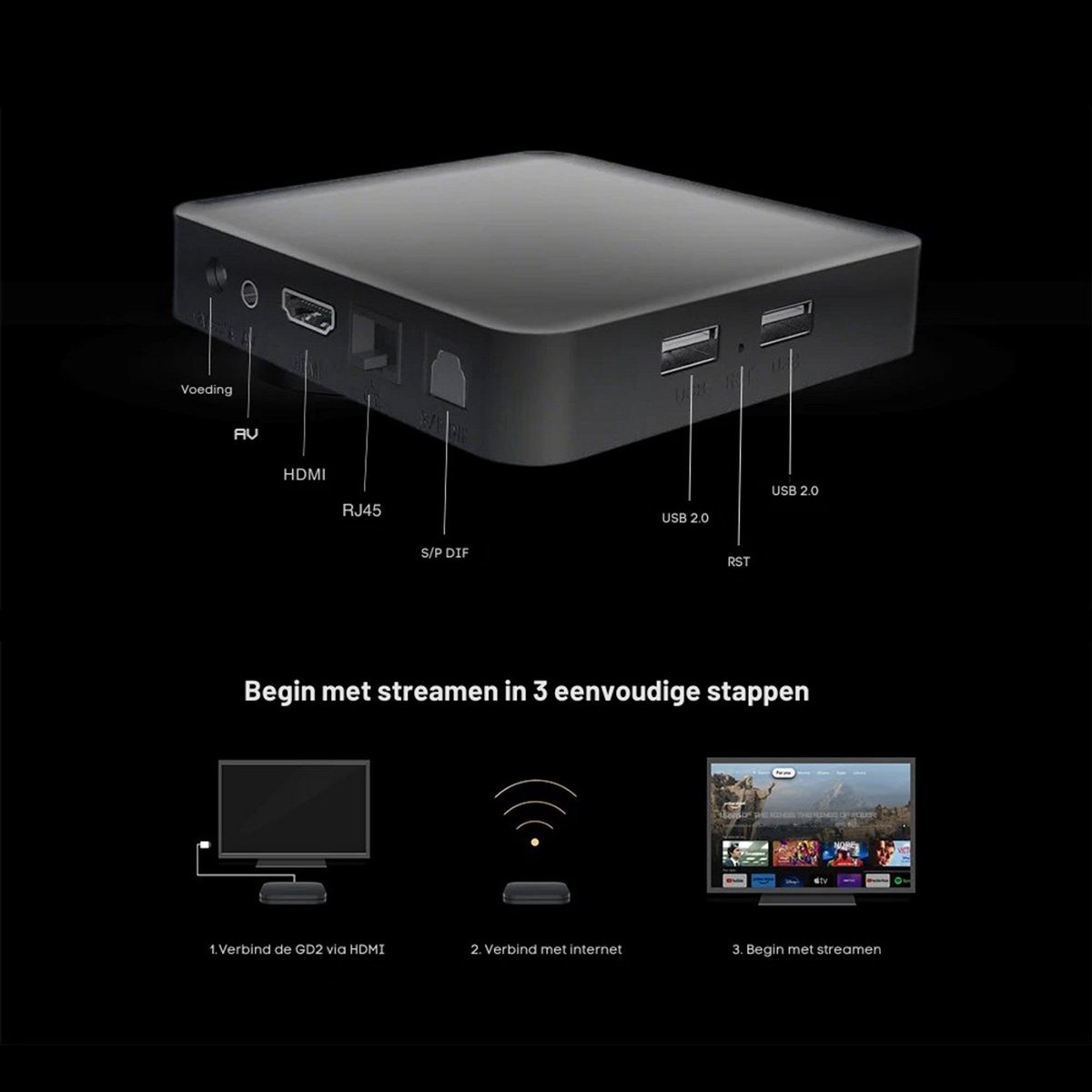Android TV Box GD2 – Chromecast Google TV – Google Gecertificeerd Media Streamer – Netflix, Disney+, Videoland en meer – 4K HDR - 2GBR, 32GB Opslag — cadeau in Elektronica - foto 5