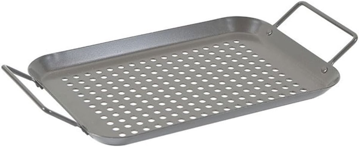 BBQ Braadslede - Grillpan Groenten - Buiten Koken - Antiaanbaklaag - 34 x 18 cm - Zilver
