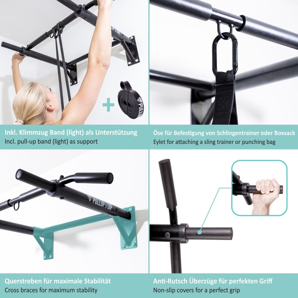 PULLUP & DIP Steel - Pull-up Stang Wandmontage 200kg thumbnail 7