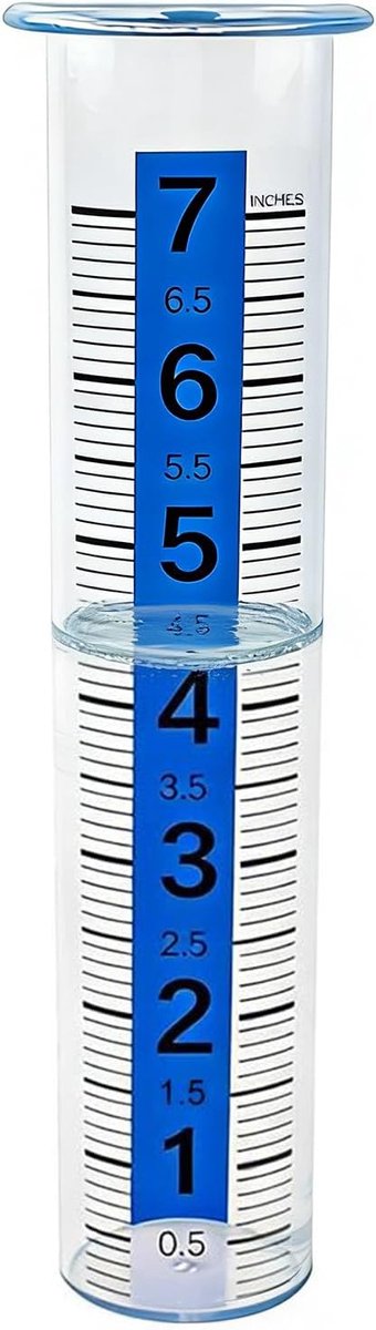 Regenmeter Precisie - Neerslagmeter Tuin - Waterstand Meten - Eenvoudig Afleesbaar - 20 Cm Hoog - Blauw