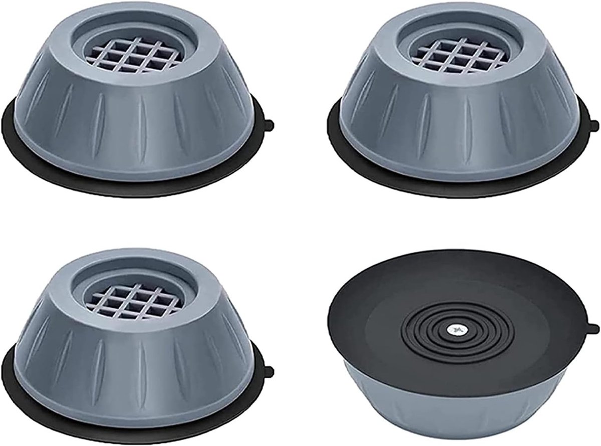 Wasmachine Voetkussens - Antislip Dempers - Apparaten Stabiliseren - Universeel Toepasbaar - 8 x 4 cm - Grijs