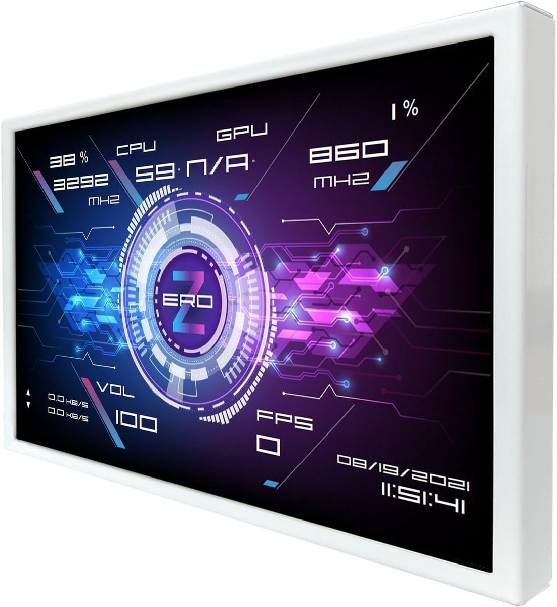 Draagbare LCD Monitor - Extra Scherm - PC Case - Dynamisch Thema Ondersteund - 8 Inch - Wit