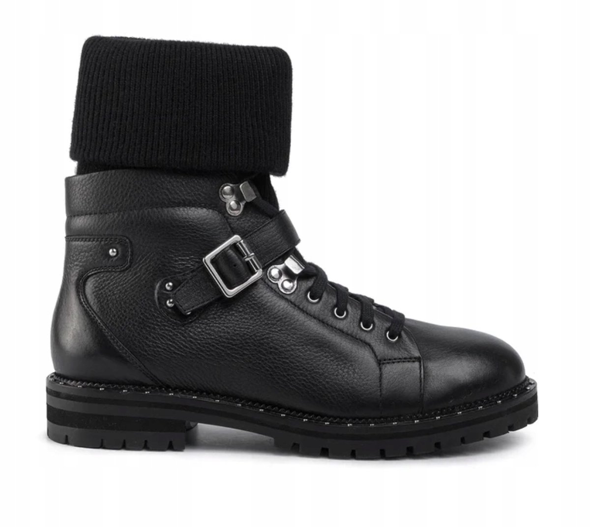 Eva Minge Collectie - Leren Veterboots - Zwart - Maat 38