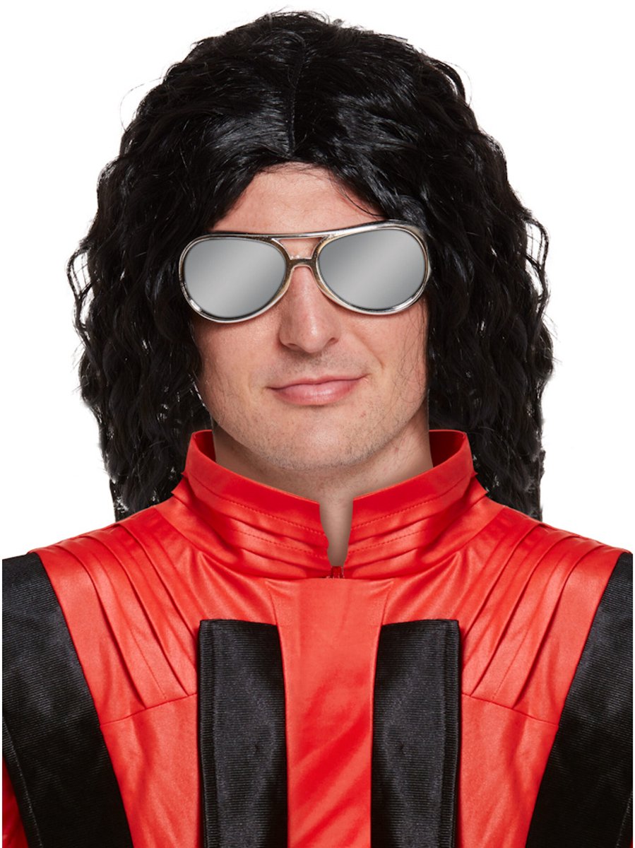 Henbrandt - Pruik King of Pop - Pruik met lang haar - Man - Zwart haar - Carnavalskleding - Verkleedkleding - Pruiken