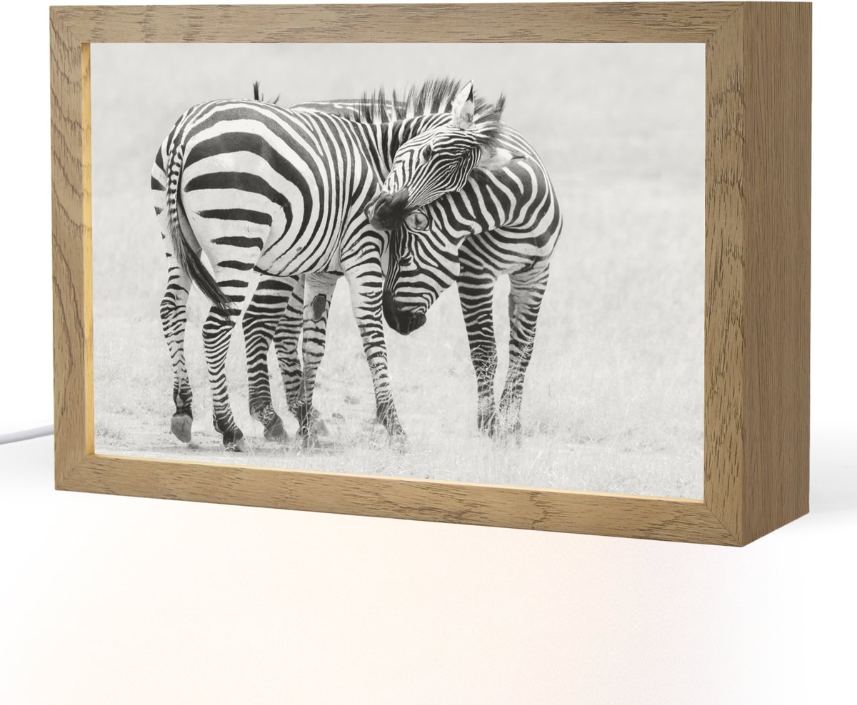 Tafellamp 30x20 cm - LED lamp - Zebra - Dieren - Natuur - Safari - Decoratieve tafellampen - Dimbaar - Tafellampje slaapkamer - Woonkamer binnen