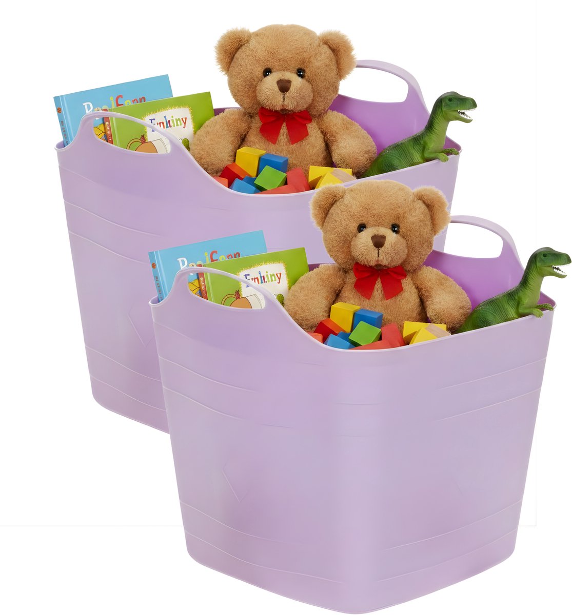 Storage solutions speelgoedmand - 2x - lila paars - 25 l - kunststof - 40 x 35 cm - opbergmand