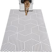 Tapis de bac à litière – tapis de sol - tapis de gamelle - Fond anti-fuite et antidérapant – Lavable en machine – Contrôle de la litière du bac à chat - 103x64cm