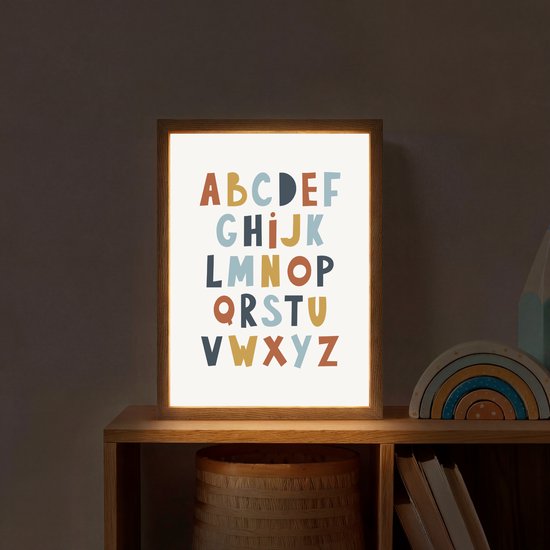 Nachtlampje 30x40 cm - Kinder lamp - Alfabet - Educatief - Letters leren voor kinderen - Kleuren - Tafellamp kinderkamer draadloos - Slaapkamer lampje - Bedlamp kinderen - Kinderlampje - Wandlamp babykamer - Nachtlampjes van Merkloos — afbeelding 2