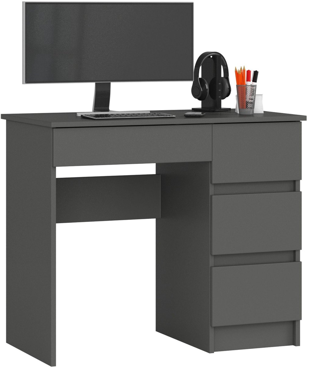 Bureau Rechts A-7 / Computerbureau / Computer Tafel / Bureautafel Rechts / Grafietgrijs / 90 x 77 x 50 cm