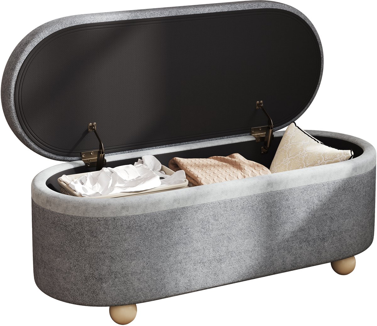 YYchan Opbergbank - Zitbank met Opbergruimte - Bedbankje & Halbank - Massief Houten Poten - 110x41x47cm