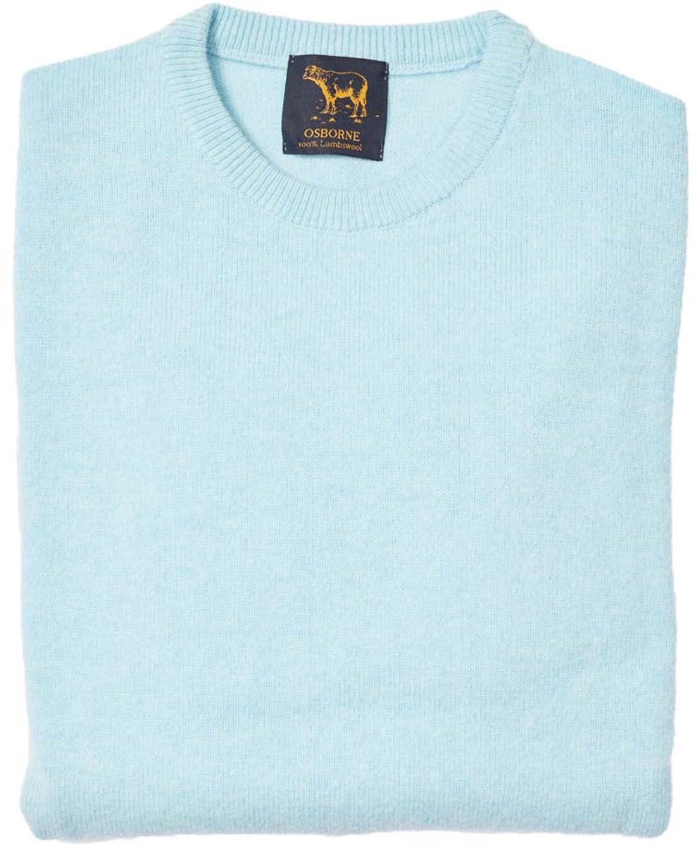 Osborne Knitwear Trui met ronde hals - Sweater heren in Lamswol - Pullover Heren - Raindrop - L