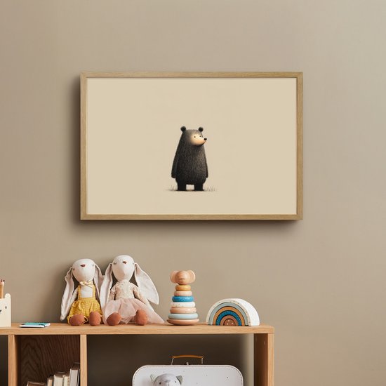Nachtlampje 60x40 cm - Kinder lamp - Beer - Donkerbruin - Minimalistisch - Tafellamp kinderkamer draadloos - Slaapkamer lampje - Bedlamp kinderen - Kinderlampje - Wandlamp babykamer - Nachtlampjes van Merkloos — afbeelding 3