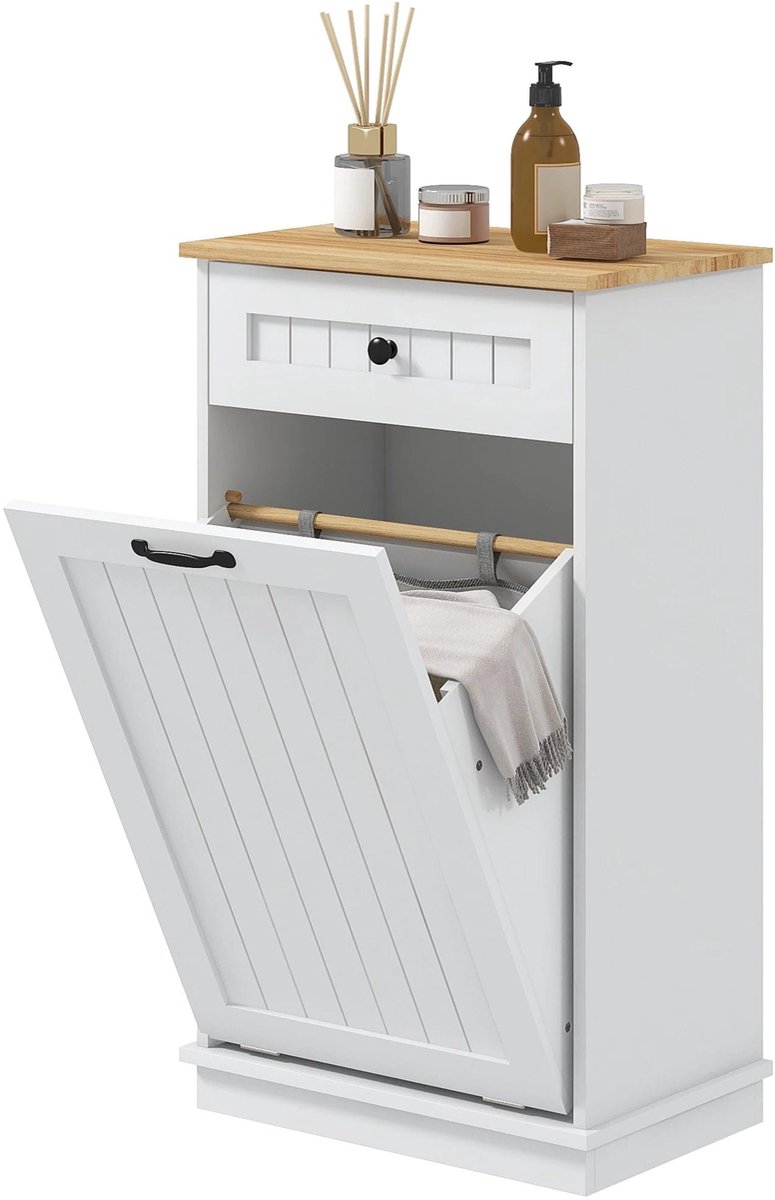 Badkamermeubel – Badkamerkast – Wasmand Meubel – Opbergmeubel – 54,5 Liter Wasmand – Gelakt MDF – Antislipvoetjes
