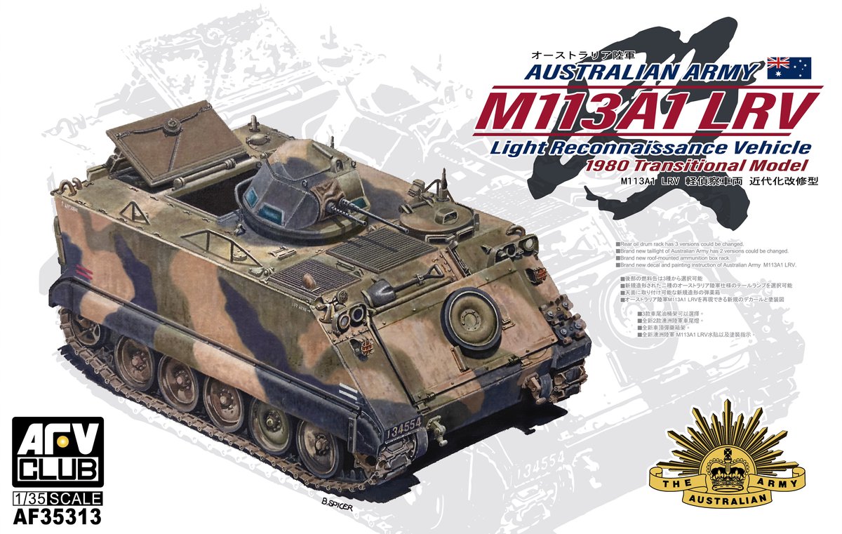 AFV Club Modelbouwpakket Militaire voertuigen - AF35313 Australian Army M113A1 LRV - Light Reconnaissance Vehicle 1980 Transitional Model Plastic - 1:35 - Modelbouw