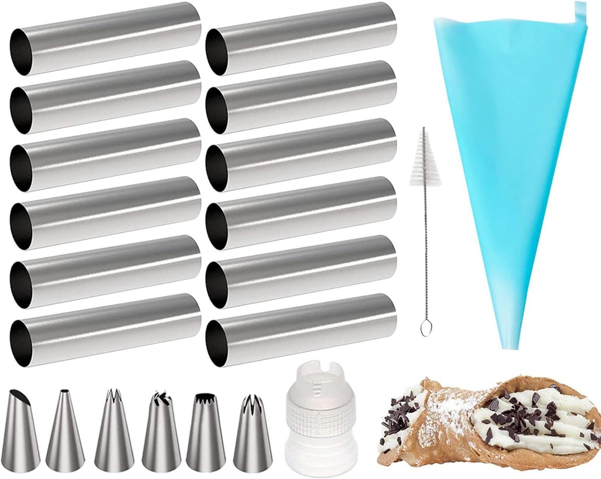 Cannoli Vormen Set - Brood Tubes - Bakken Taart - Roestvrij Staal - 21 Stuks