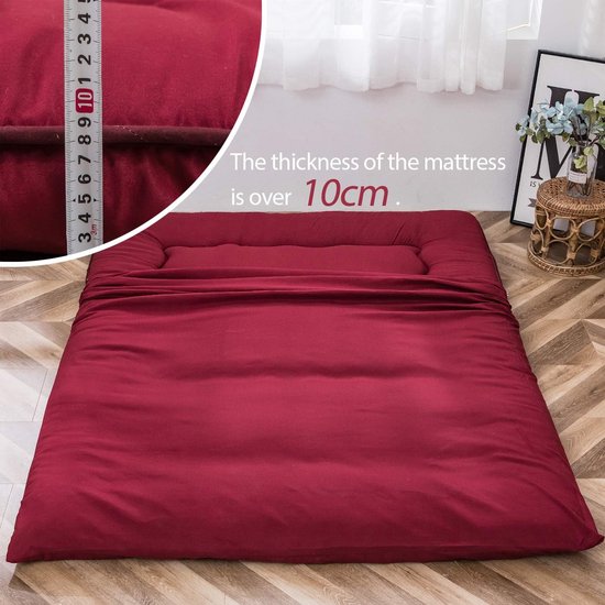 Japanse futonmatras - Vloermatras slaapkussen - Ruimtebesparend slapen - Traagschuim comfortlaag - 190 x 90 x 10 cm - Geel — afbeelding 3
