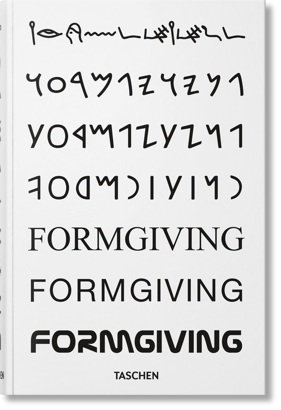 Boekomslag 'BIG. Formgiving' met de titel in verschillende lettertypen, inclusief Hebreeuwse karakters.