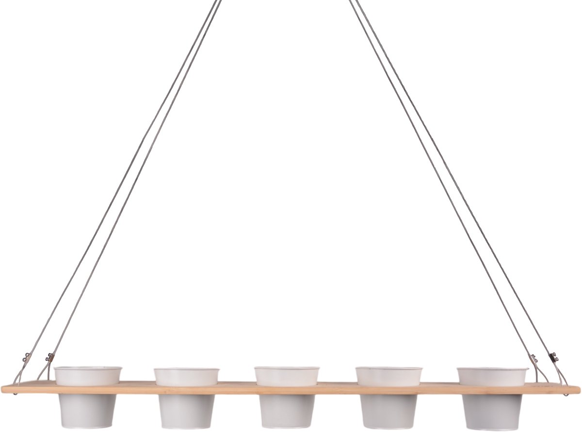 UNUS® Kruidenbar, hangend kruidenrek en kruidenhouder van bamboe - 100x16 cm wit - hangende Kruidenbak - Verticaal Plantenrek voor Keuken, Balkon en Terras - ook voor het raam