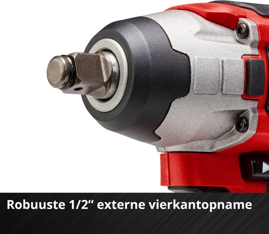 Close-up van de 1/2" metalen aansluiting van de Einhell IMPAXXO 18/230 Li slagschroevendraaier.