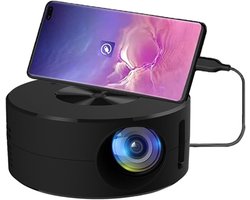 Mini Projector - Mini beamer - Draagbaar - Zakprojector - Draagbare Thuisbioscoop – Ondersteunt – Voor Kinderen & Smartphone – Rond – Zwart – 11x11x4.7cm