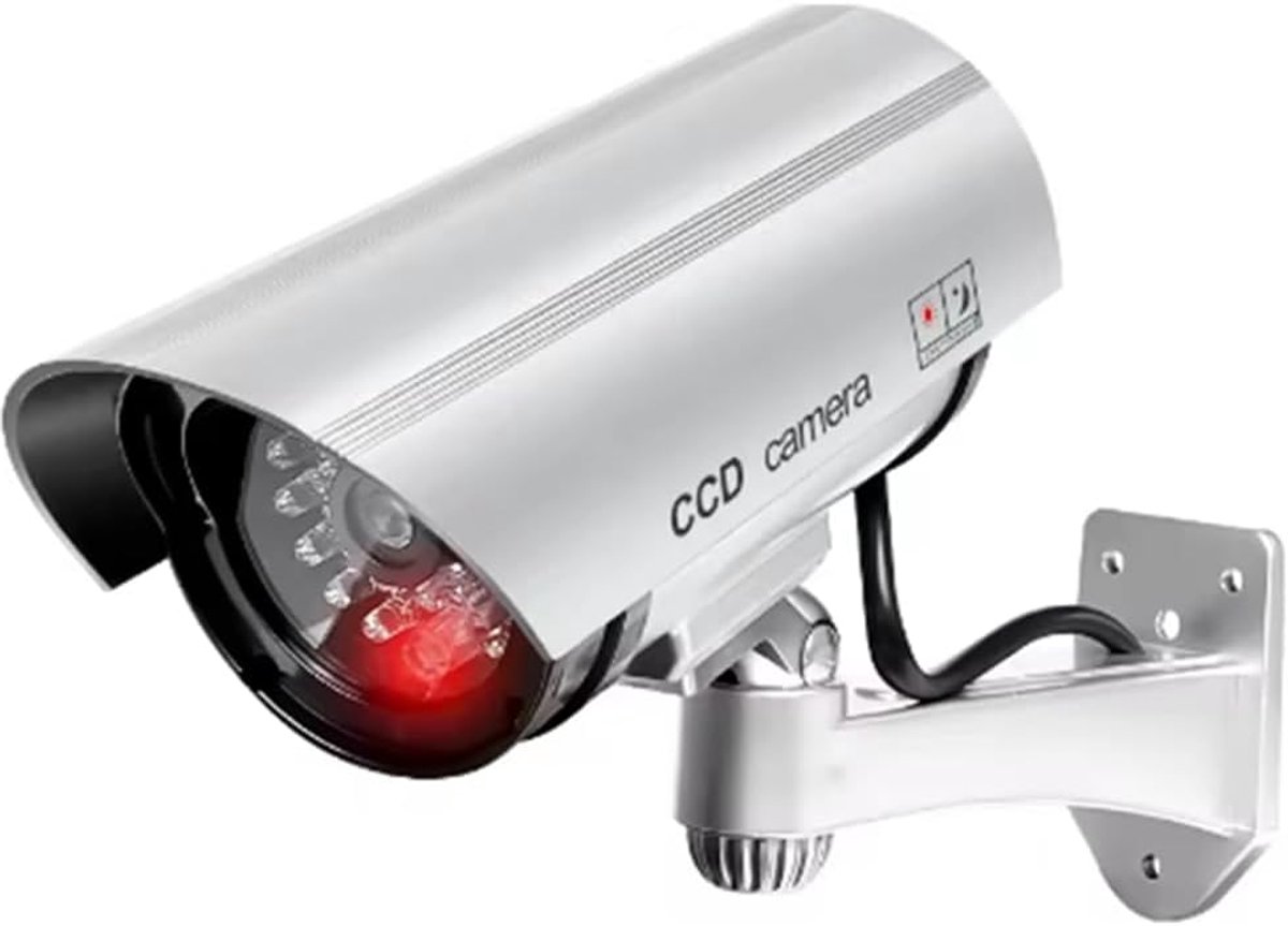 Nep Beveiligingscamera - Dummy CCTV - Woningbeveiliging - Knipperend LED - 22 x 15 x 9 cm - Zilver