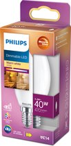 Philips LED WarmGlow kaars lamp mat dimbaar - E14 B35 3,4W 470lm 2200K-2700K 230...
