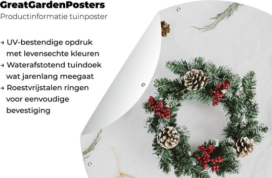 Garden Circle Winter - Noël - Couronne - 120x120 cm - Affiche jardin - XXL