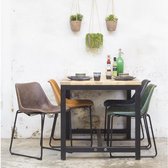 Stoel Comodo (set van 2) - Eetkamerstoel zonder armleuning - Kunstleder - Bruin - Giga Meubel