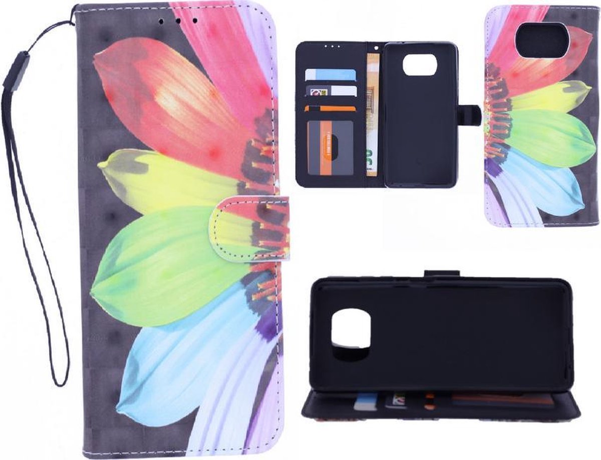 Bookcase Geschikt voor: Nokia 2.4 hoesje met print - Flower 3D