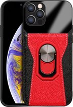 Back Cover Apple iPhone 12 | 12 Pro | Telefoonhoesje | Met Ring Houder | Rood | TPU Hoesje