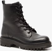 TwoDay leren dames veterboots - Zwart - Maat 38 - Echt leer