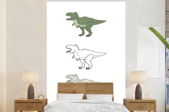 Papier peint - Papier peint photo Tyrannosaure - Chambre d'enfant - Dinosaurus - Largeur 225 cm x hauteur 350 cm
