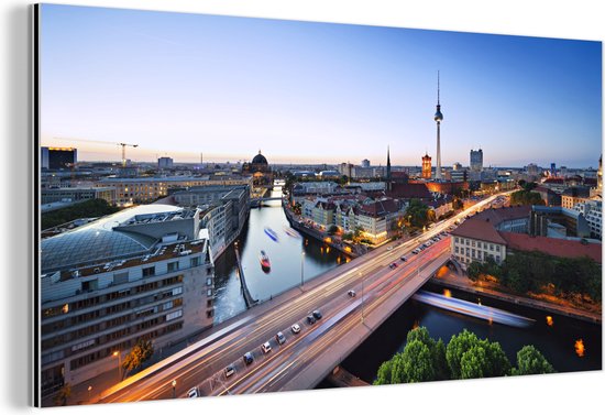 Paysage urbain de Berlin avec tour TV Aluminium 30x20 cm - petit - Tirage photo sur aluminium (décoration murale en métal)