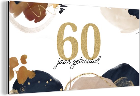 Décoration murale Métal - Peinture Aluminium Industriel - Se marier - 60 ans de mariage - Citations - Dictons - 40x20 cm - Dibond - Photo sur aluminium - Décoration murale industrielle - Pour le salon/chambre