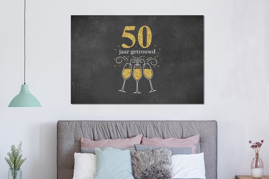 Décoration murale Métal - Peinture Aluminium Industriel - Se marier - 50 ans de mariage - Citations - Dictons - 150x100 cm - Dibond - Photo sur aluminium - Décoration murale industrielle - Pour le salon/chambre