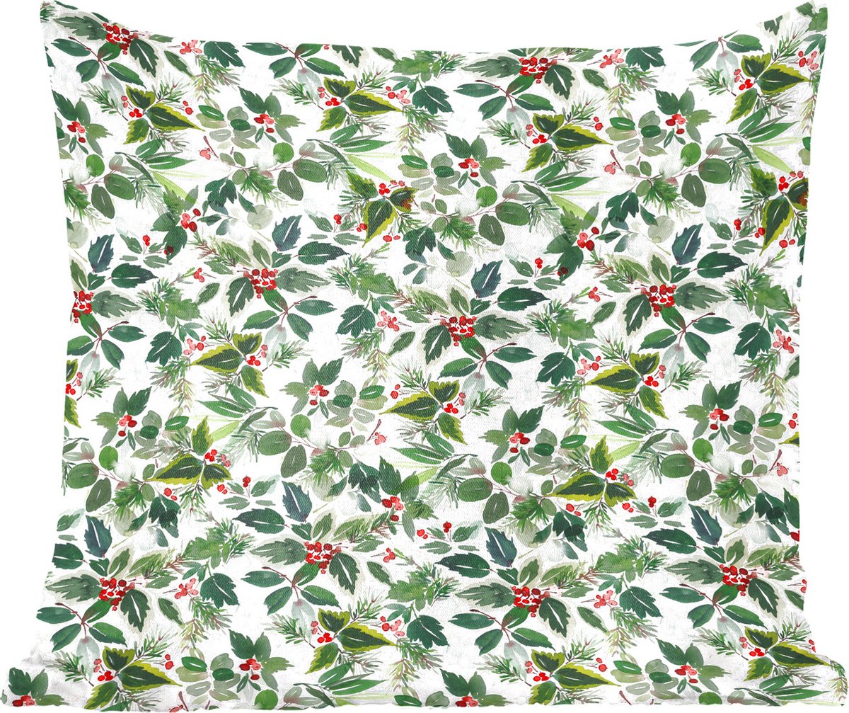 Sierkussens - Kussentjes Woonkamer - 45x45 cm - Maretakken - Kerst - Waterverf - Patroon - Kerstversiering - Kerstdecoratie voor binnen - Woonkamer