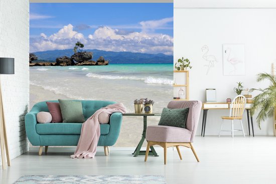 Papier peint photo vinyle - Plage tropicale de l'île de Boracay largeur 300 cm x hauteur 300 cm - Tirage photo sur papier peint (disponible en 7 tailles)