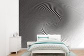 Behang - Fotobehang Een zwart-wit illustratie van een patroon - Breedte 305 cm x hoogte 220 cm